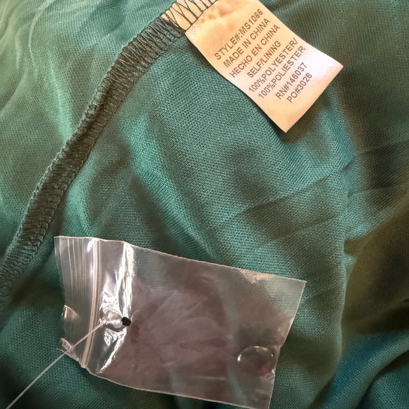 NWT Baltic Born Celine Maxi Dress Emerald Green Chiffon High Slit Long Sleeve 1X - Picture 11 of 12